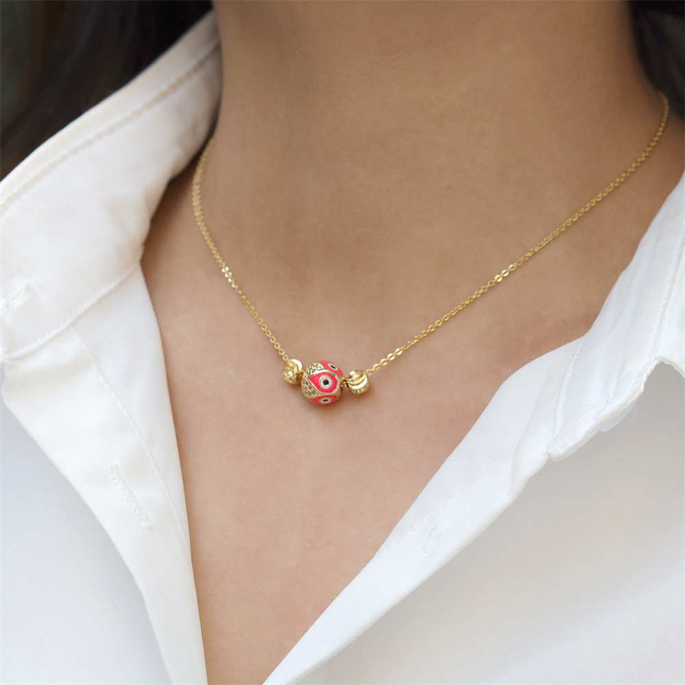 new fashion copper gold-plated devilu0027s eye oil drop pendent necklace