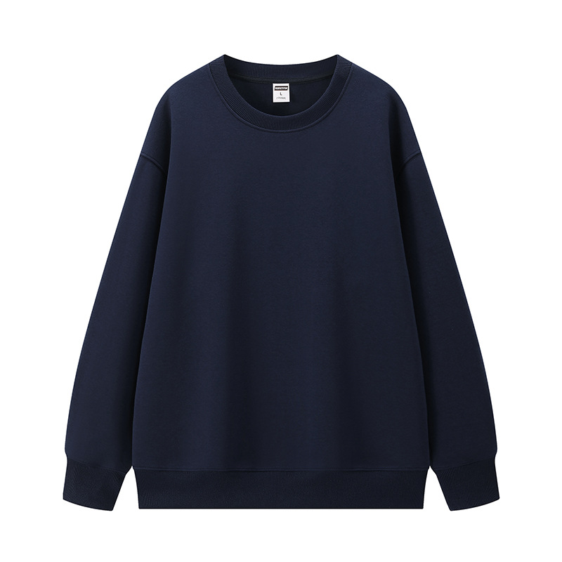 350 gramos pesados cómodos hombros de equipo de cuello redondo ropa de trabajo personalizada de manga larga suéter de color sólido logotipo impresa