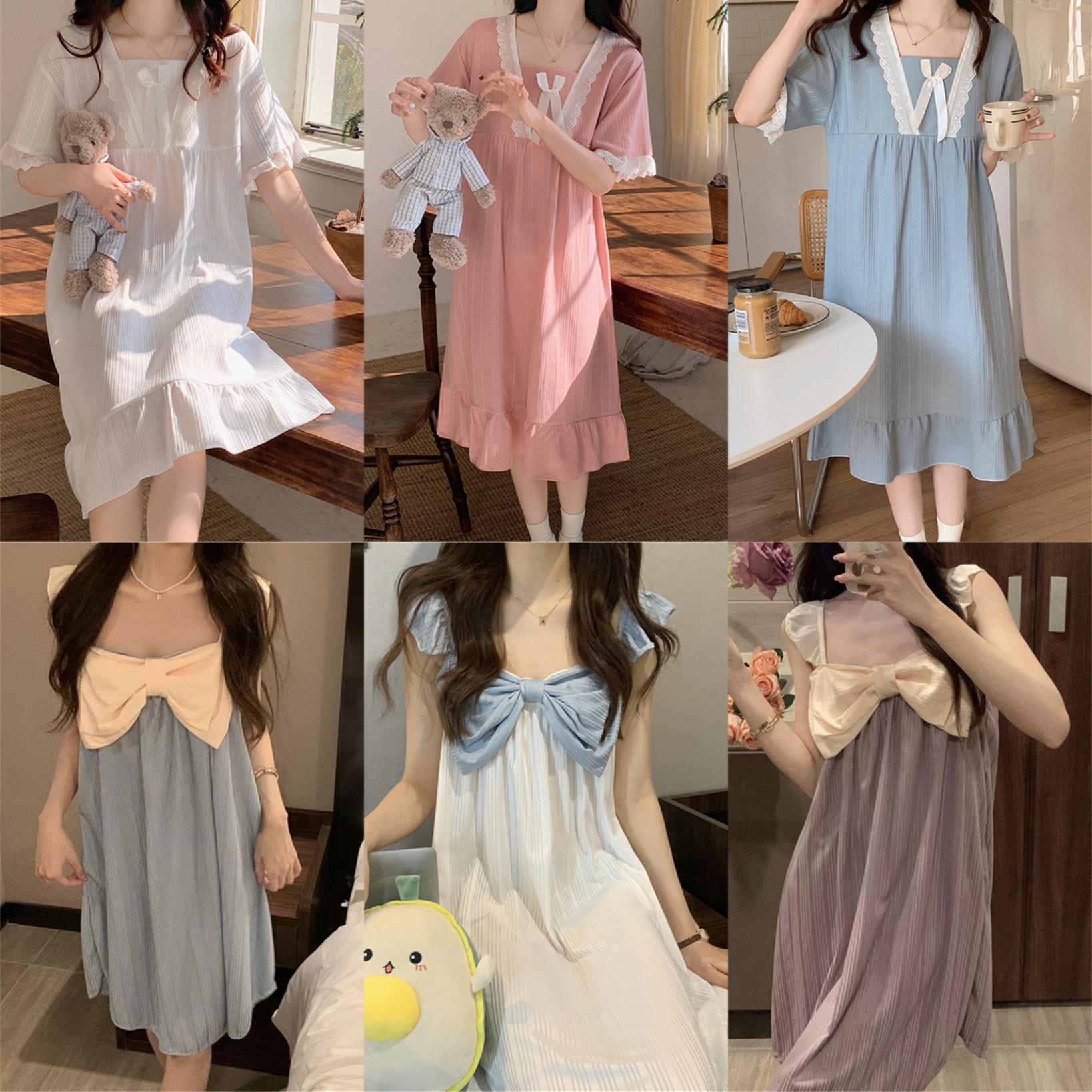 2023 verano nuevo estilo princesa pijama vestido de mujer de mangas cortas ropa para el hogar pijama red pura vestido se puede usar fuera