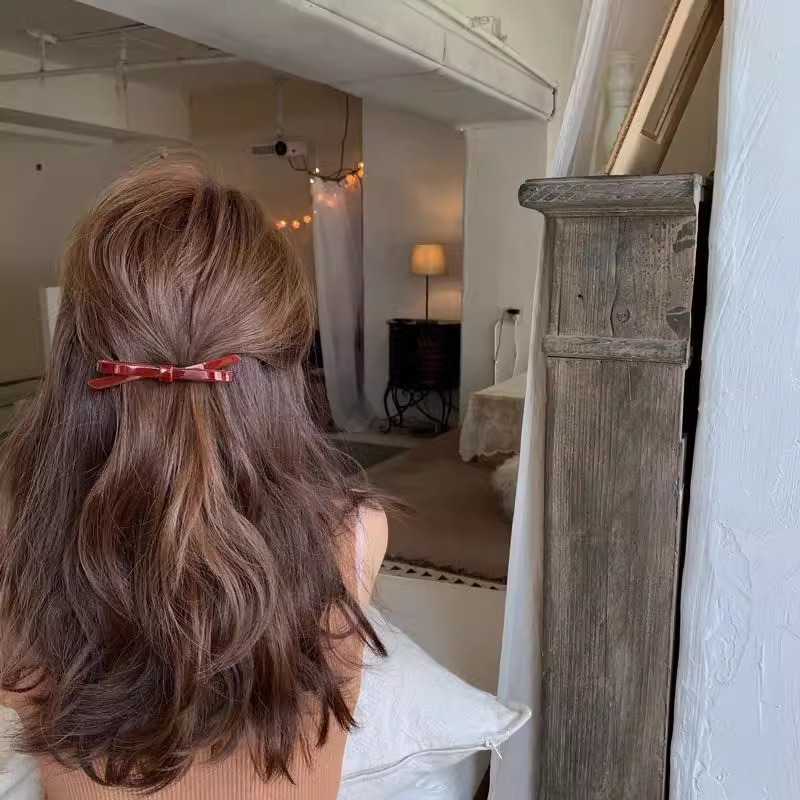 Presilha de cabelo com laço elegante acessório de mola_voghion.com