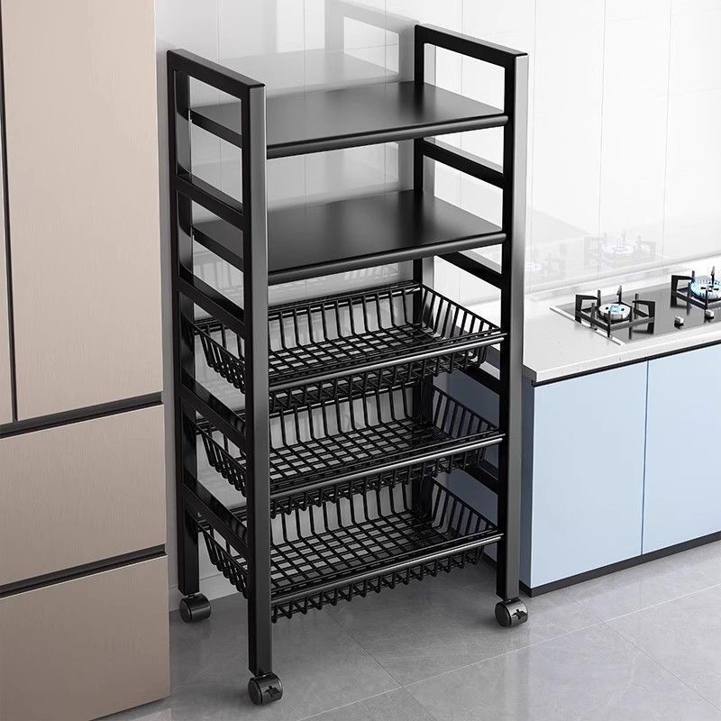 Stainless steel kitchen rack, floor-standing multi-layer household bathroom trolley, vegetable basket storage shelf, complete set of supplies Stainless steel kitchen rack, floor-standing multi-layer household bathroom trolley, vegetable basket storage shelf, complete set of supplies