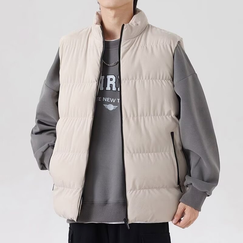 Chaleco de algodón sin mangas para hombres otoño y invierno chaleco de algodón caliente de collar de hombro chaqueta de hombre ropa de algodón de moda casual