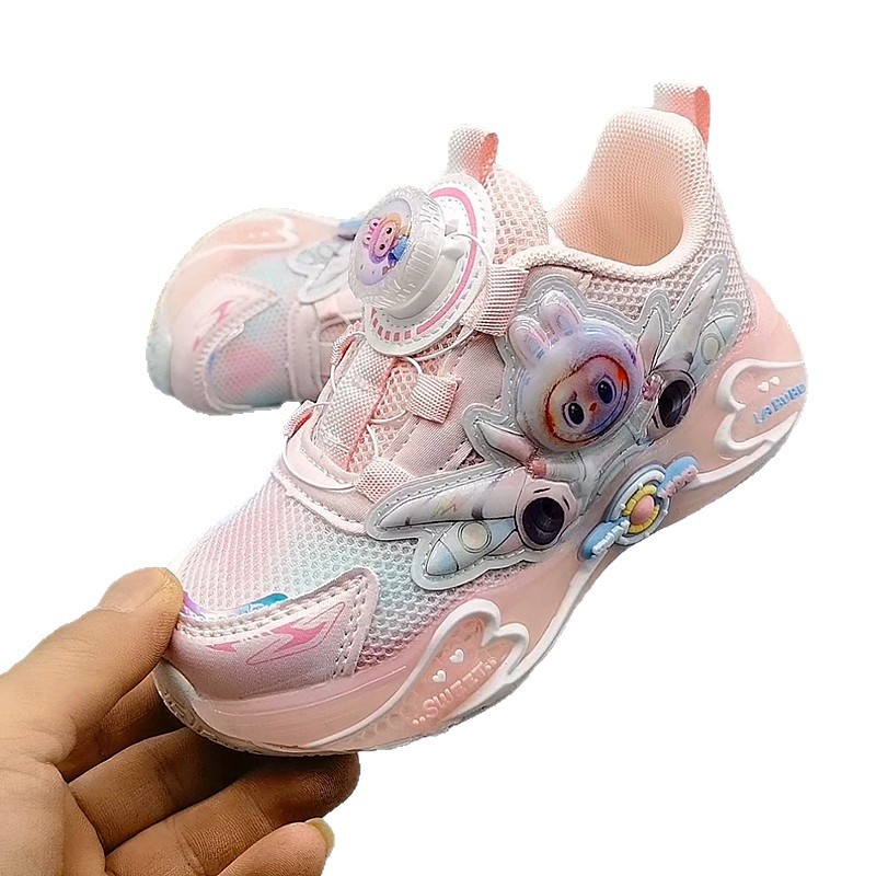 27-32 Tamaño de zapatos deportivos de piel de oso para niños zapatos de correr de primavera zapatos de botón de tela
