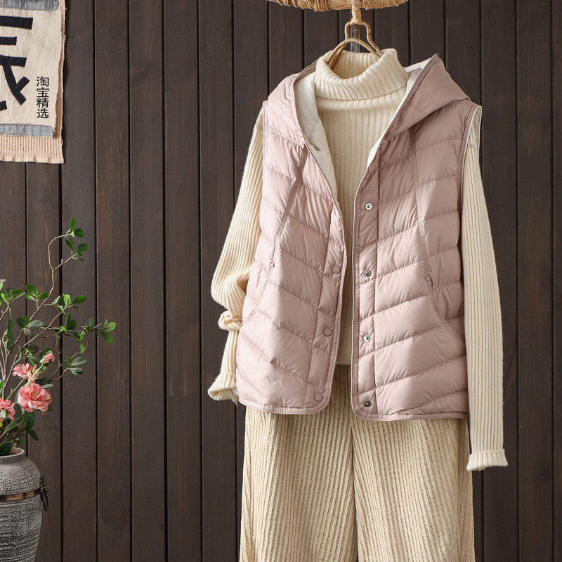 Down Jacket Hooded Vest for Women 2025 Autumn and Winter New Style 90 White Duck down Lightweight Vest Vest Sleeveless Vest Jacket Down Jacket Hooded Vest for Women 2025 Autumn and Winter New Style 90 White Duck down Lightweight Vest Vest Sleeveless Vest Jacket