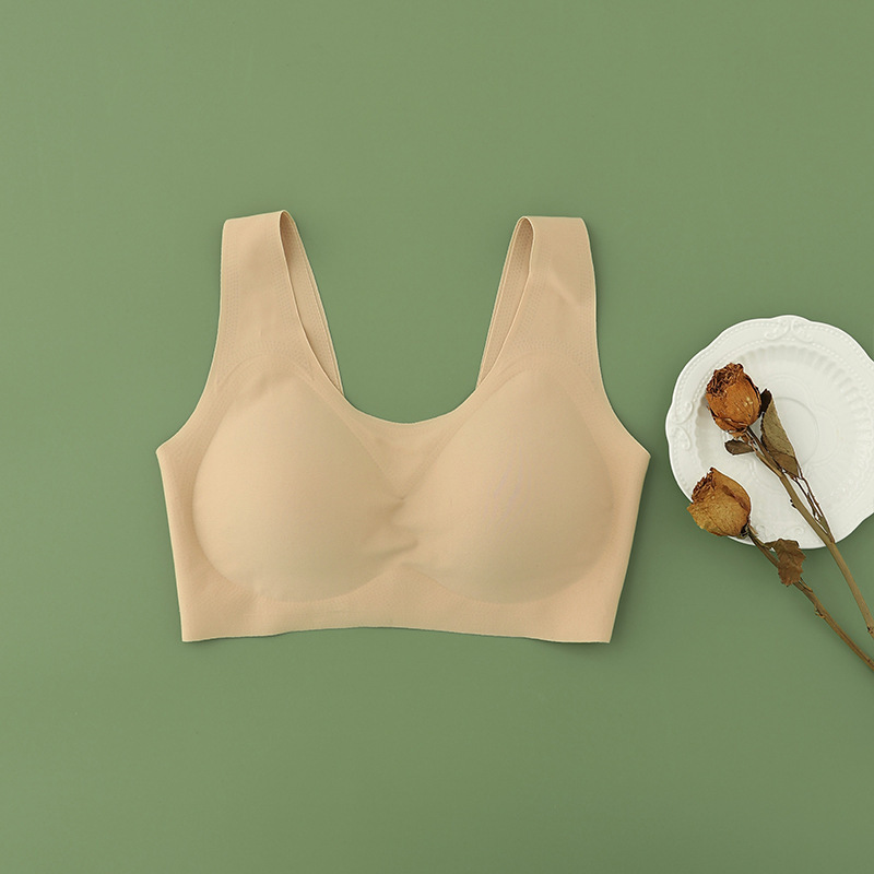 One-Piece Seamless Rings-Free Silk Underwear Mulberry Silk Push-up Shockproof Chest Pad Removable Sports Yoga Bra