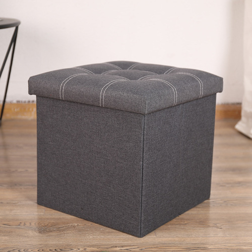 Home Multifunctional Creative Button Storage Bench, Fabric Cotton Linen Sofa Shoe Storage Bench, Foldable Storage Bench