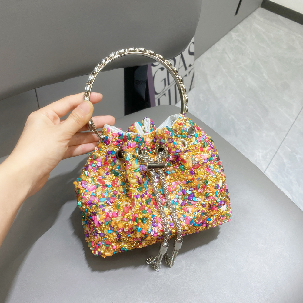 487g Weight String Closure Type Top Handle Strap Type Bucket Bag Bags Type Holiday, Shopping Occasion Polyester Material Solid Color Pattern All Seasons Season Women's Gender Streetwear Style Bucket Shape Medium Size Women's Medium Polyester Solid Color Streetwear Bucket String Bucket Bag 19