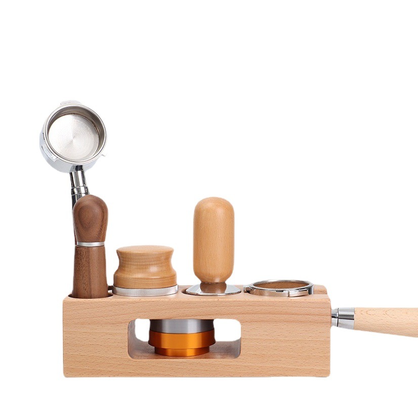 Café en polvo base de prensa máquina de café Mango Dispositivo de soporte de almacenamiento de madera asiento de relleno de presión polvo de tela soporte de cojín del asiento