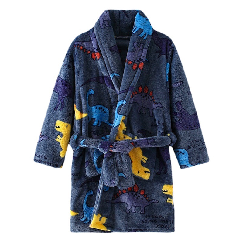 Niños de otoño e invierno pijamas de franela homewear niños niñas medio y grandes niños camisón albornoz padre-niño desgaste homewear