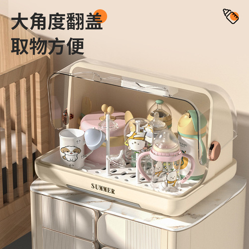 Baby bottle storage rack kitchen with lid dustproof disinfection storage box baby bowl chopsticks tableware draining rack storage box