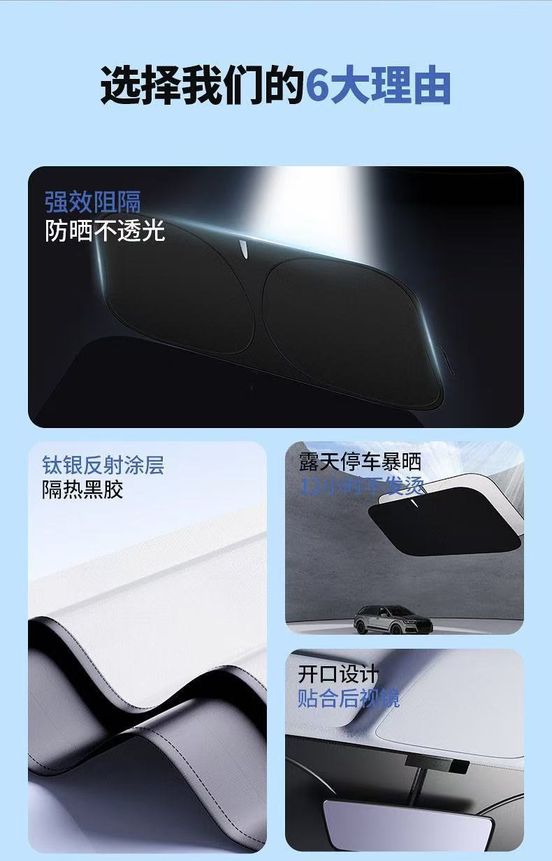 Tesla 21-26 Model 3-Model Y Special 190t Oxford Titanium Silver Sun Protection Foldable Car Sunshade