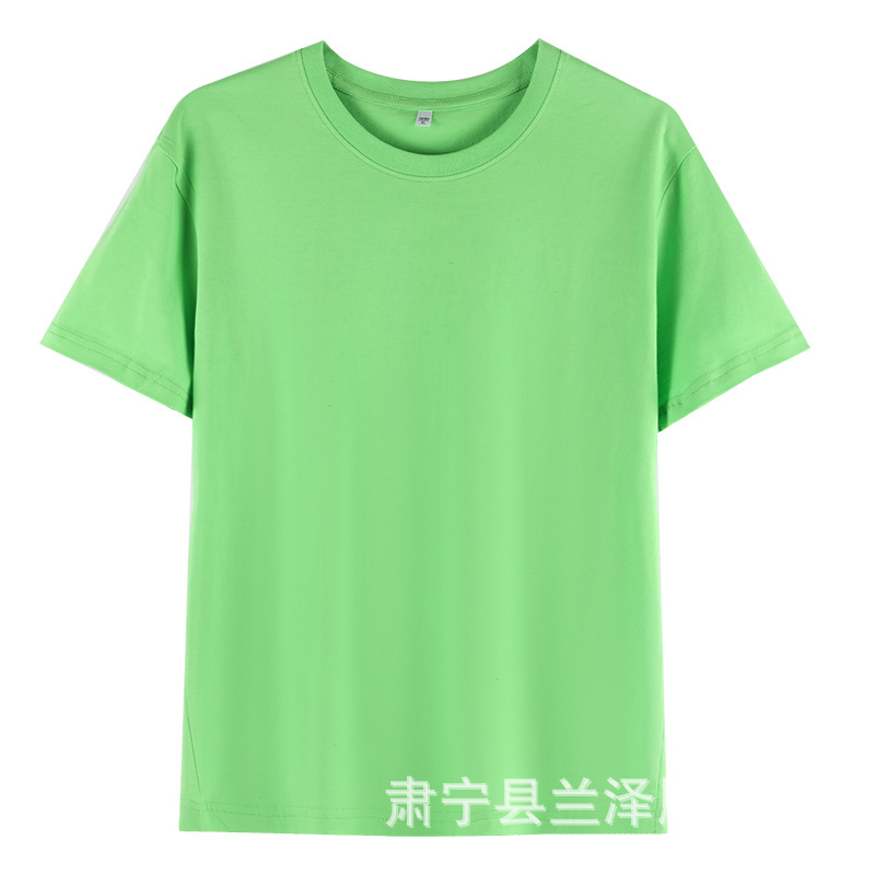 卸売り180グラム夏の薄手半袖男女純色シャツ丸襟綿tシャツ作業服カスタムロゴ