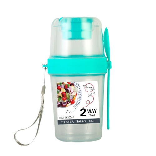 Breakfast Low-Carb Salad Cup Mason Cup for Outdoor Use, Portable Fruit and Vegetable Cup with Fork Lid Yogurt Cup Slimming Cup