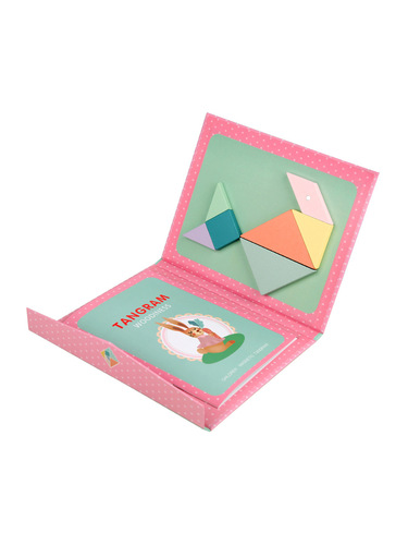 New Pink Magnetic Tangram Cross-border Children's Early Education Wooden Toys Teaching Aids Development Intellectual Puzzle Puzzle Board