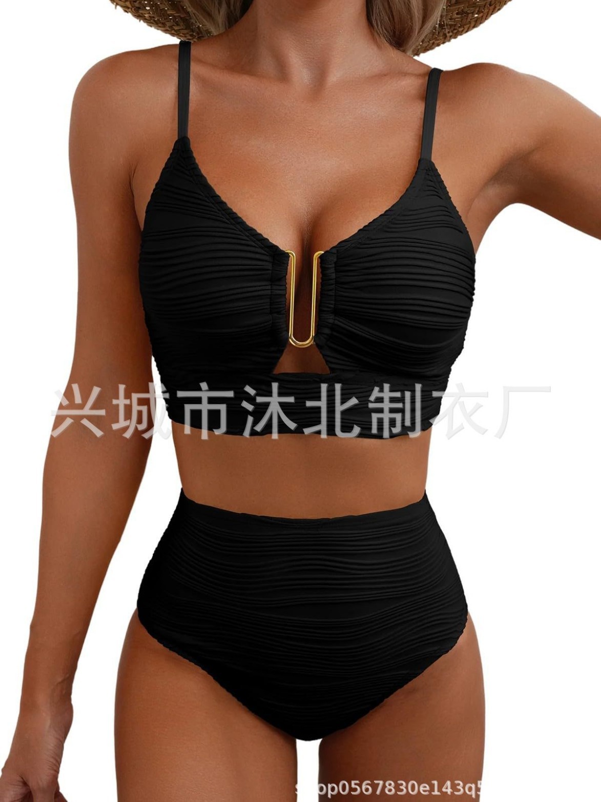 Bikini de Cintura Alta para Mujer de Poliéster para Natación y Fitness