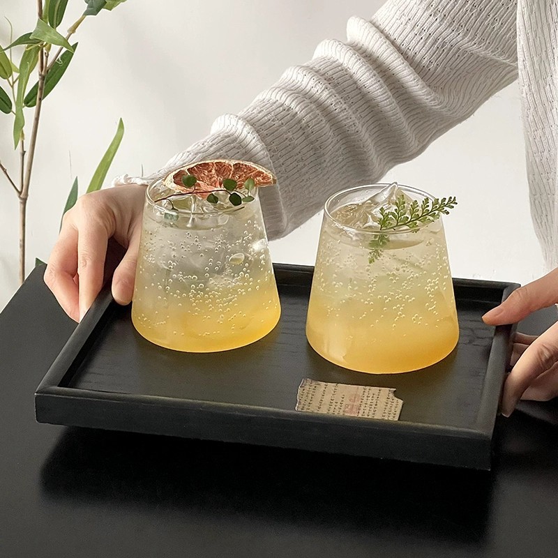 Taza japonesa Fuji de alto valor doméstico resistente a altas temperaturas simple y transparente hielo americano taza de café de leche taza de vidrio