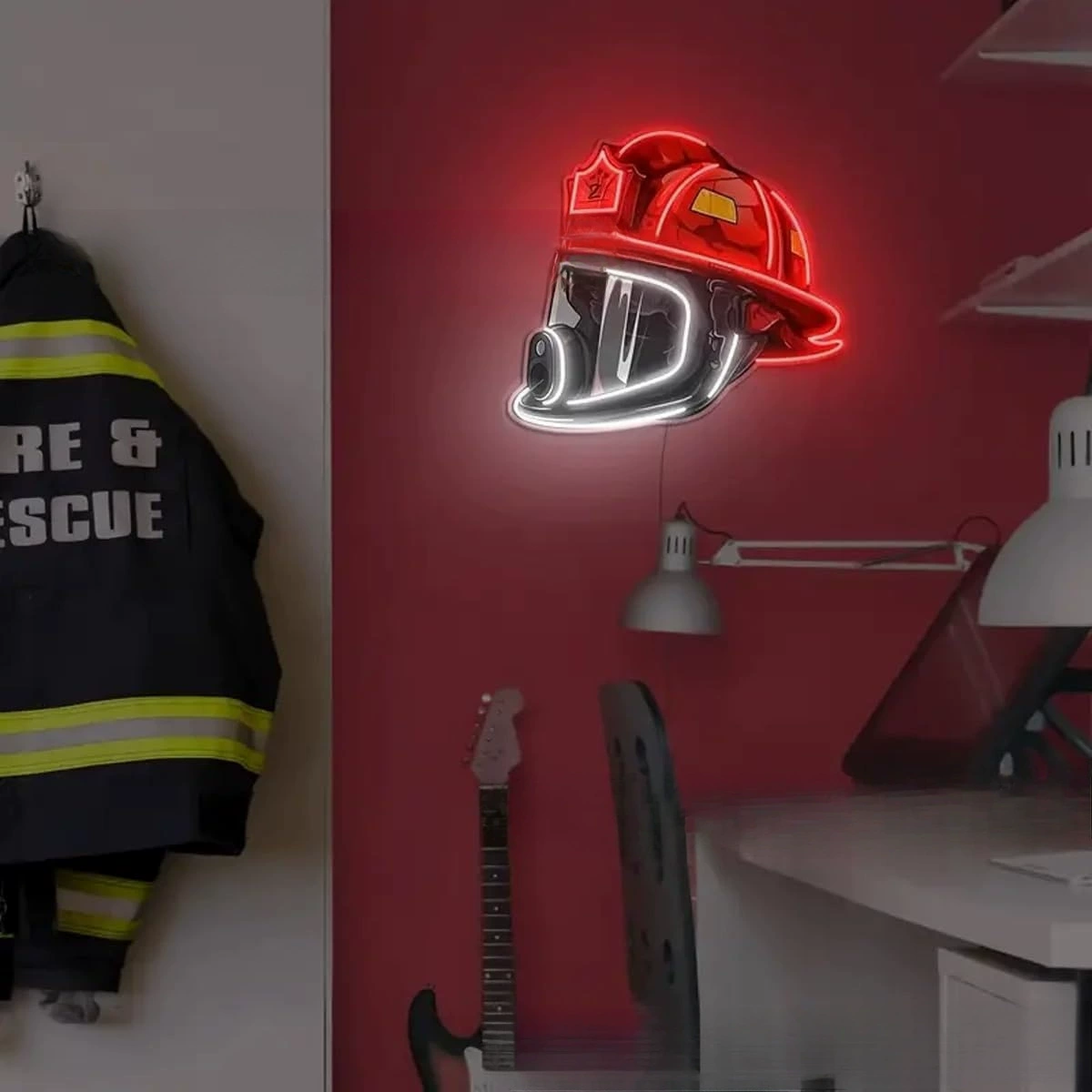 [跨境新款Firefighter Helmet Neon Sign消防员头盔霓虹灯]
