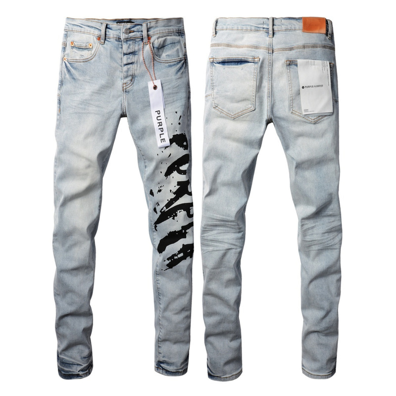 Limited Purple Purple Brand European and American Hip-Hop Slim-Fit Ripped Distressed Jeans Trendy