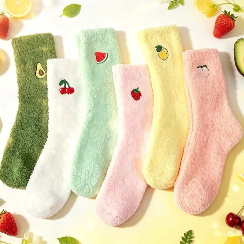 Women's Fruit Series Coral Fleece Socks Slippers Socks Cross Border Amazon Fruit Socks Fluffy Warm Plush Socks Women's Fruit Series Coral Fleece Socks Slippers Socks Cross Border Amazon Fruit Socks Fluffy Warm Plush Socks