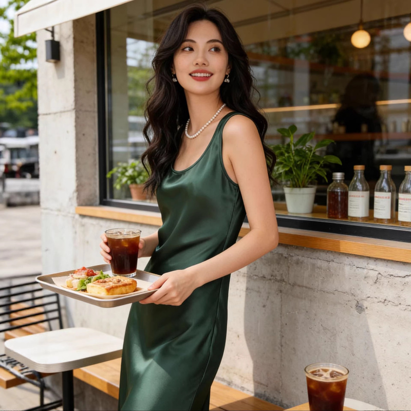 Satin Acetate Fabric Dress, High-End Exquisite Bodycon Long Dress, Elegant Socialite Style, High-End Acetate Multi-Color Long Dress