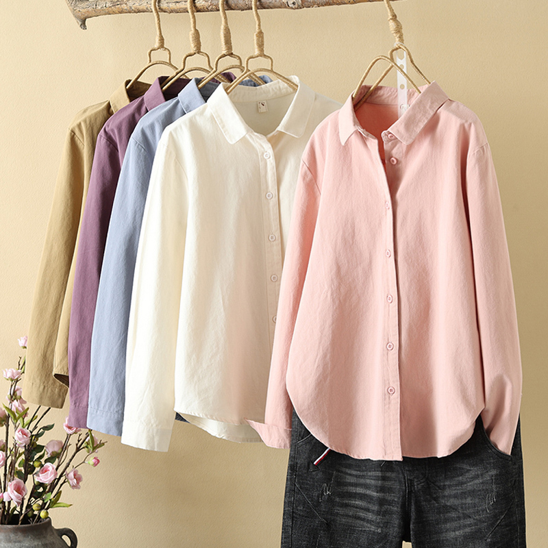 2024 Early Spring Sanding Cotton Thickened Long-sleeved Solid Color Shirt Women's Casual Simple Shirt Base Top 2024 Early Spring Sanding Cotton Thickened Long-sleeved Solid Color Shirt Women's Casual Simple Shirt Base Top
