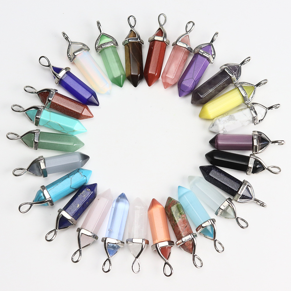 Agate hexagonal bullet, pendant, necklace, accessory with accessories, with gem, Amazon