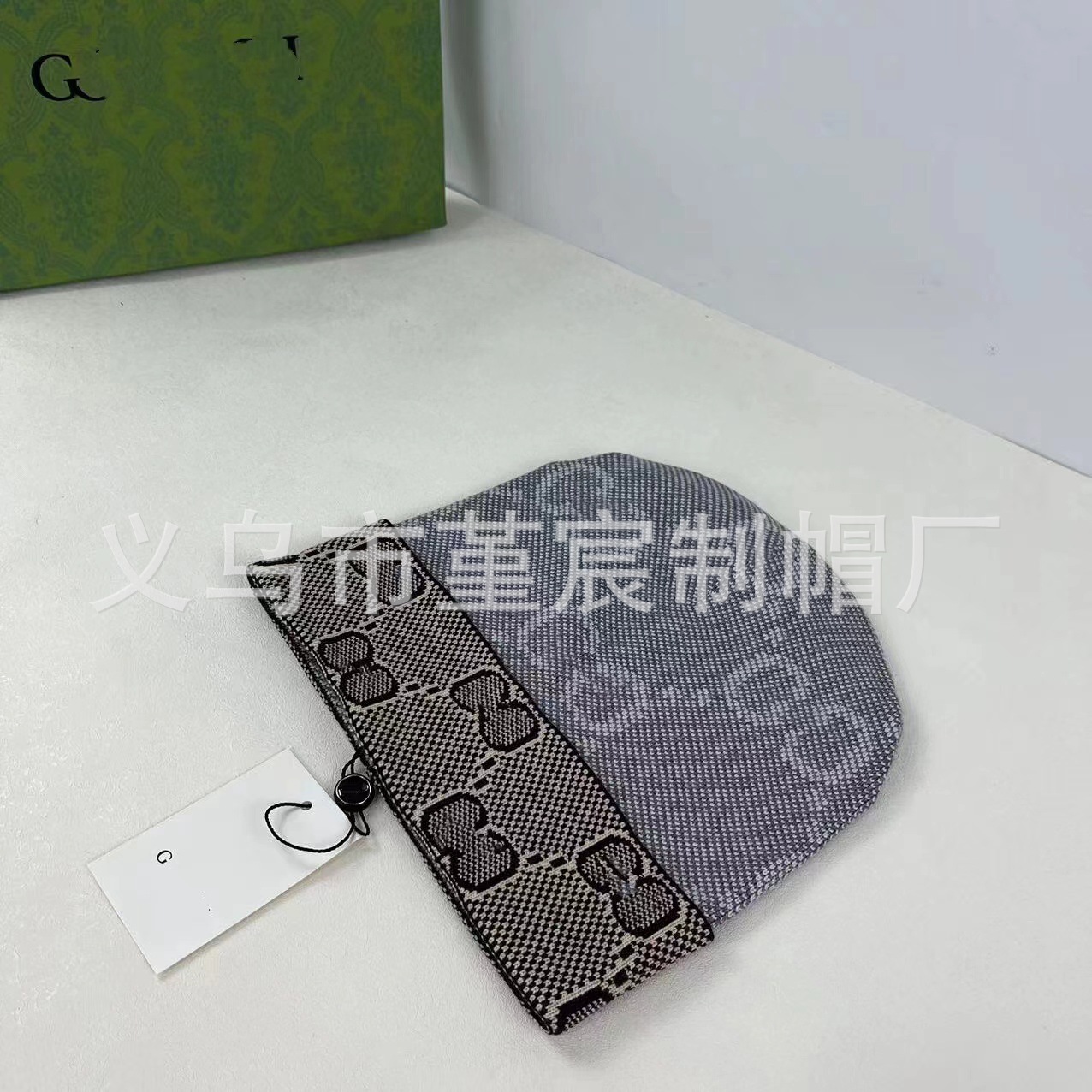 Gucci GG Monogram Beanie Grey Black