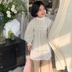 童襯衫2024萊抱抱春季新款韓版女童設計感娃娃衫兒童百搭襯衫上衣