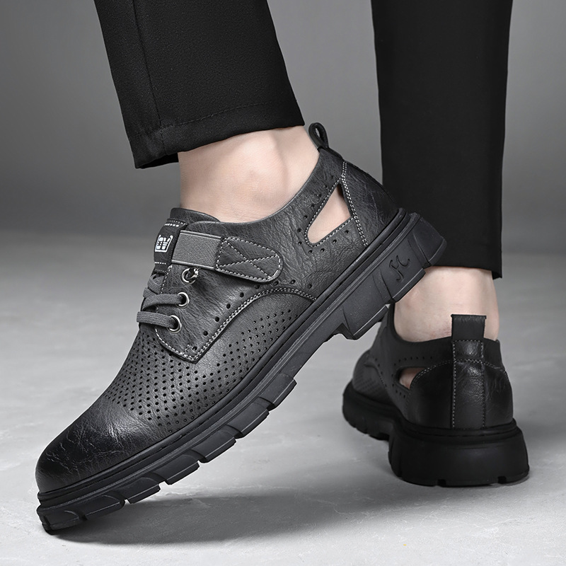 Men's Breathable Leather Clogs Soft Sole Casual Workwear Shoes_voghion.com