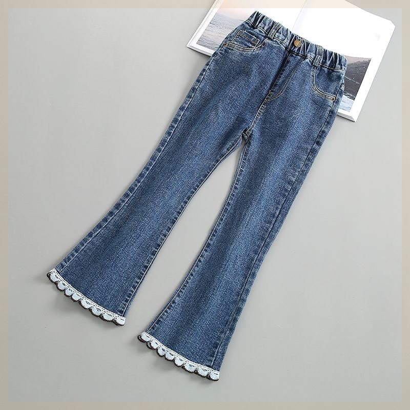 Jeans de niñas 2025 nuevo estilo de primavera y otoño para niños pantalones delgados de primavera para niños pequeños de moda