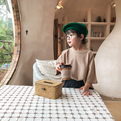 童T恤2021夏季新款男女童圆领打底衫儿童短袖纯色休闲T恤宝宝上衣