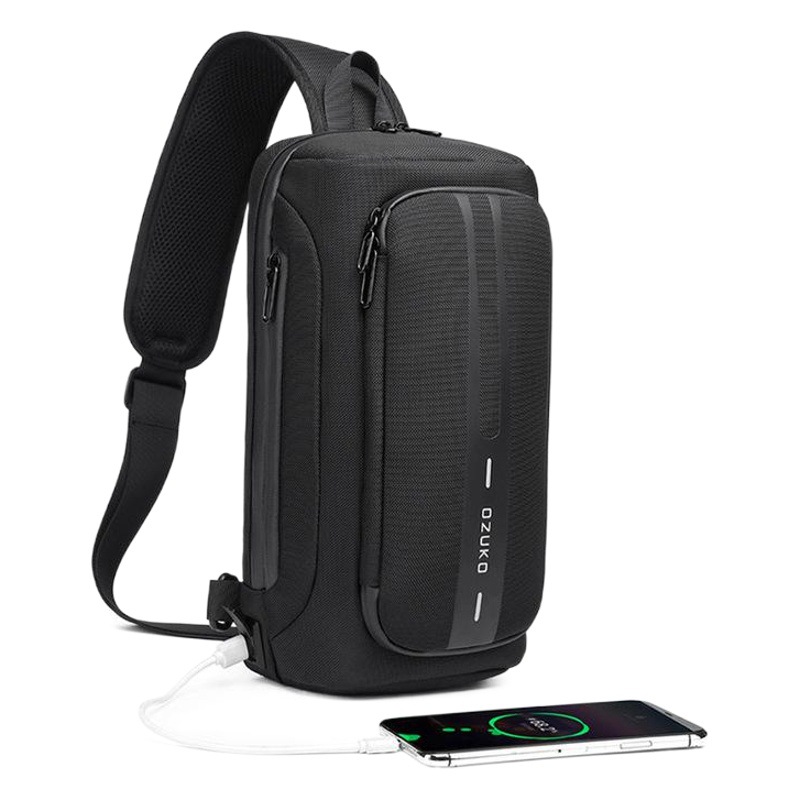 Ozuko Functional Chest Bag Crossbody Bag Oxford Cloth Multi-Compartment Close-Fitting Men's Urban Commuting Chest Bag
