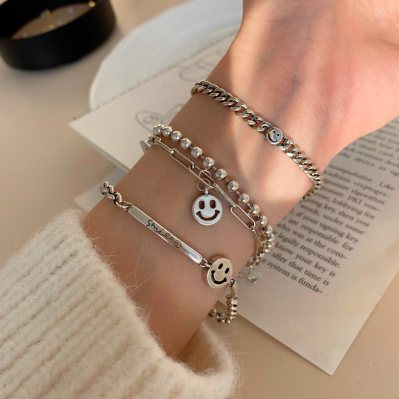 Smile Smile Bracelet Female K-Style Simple Literary Retro Elegant Cold Style Chain New Hand Jewelry