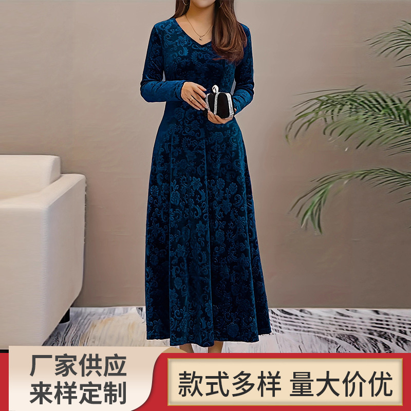 European and American Cross-Border Women's Spring and Autumn New Fashion Casual Sexy Slim Fit Bodycon Long Dress