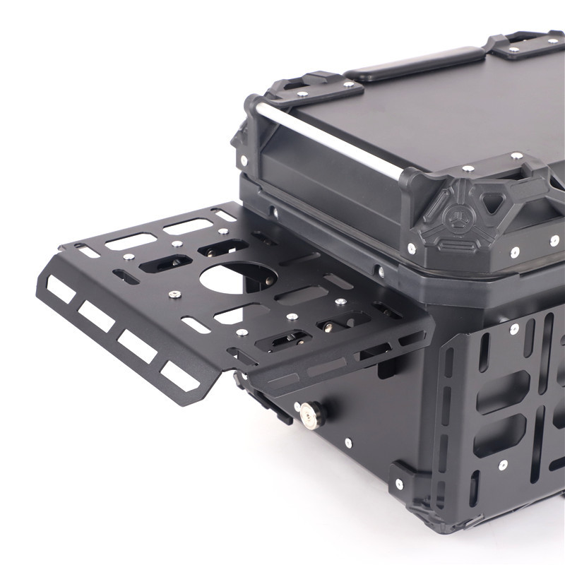 45L Motorcycle Armored Tail Box, Aluminum Alloy Tail Box, 55L Multifunctional Portable Trunk with Base Plate for Electric Vehicles