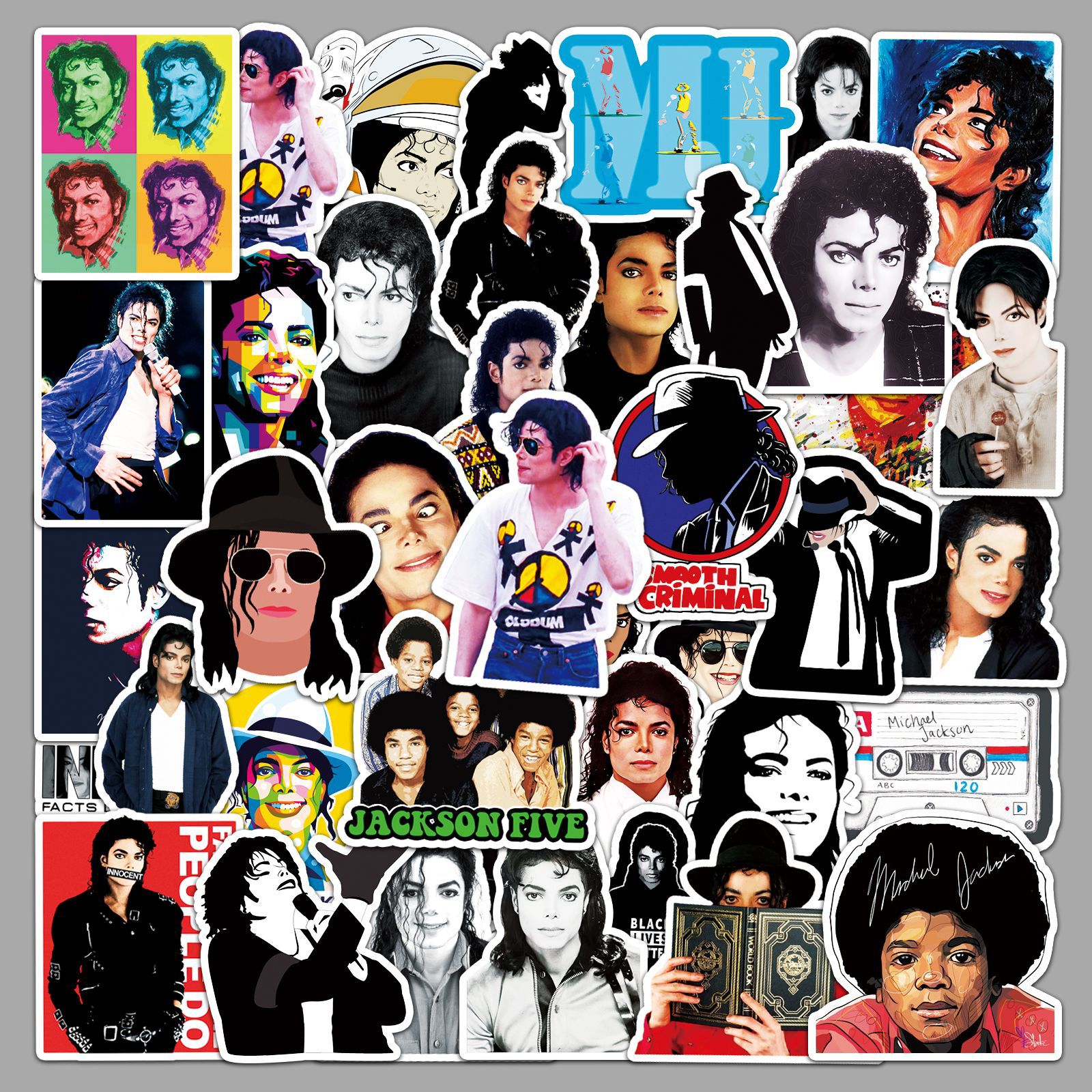 51 unidades de Michael Jackson graffiti personalizado equipaje maleta scooter motocicleta teléfono móvil pegatinas decorativas
