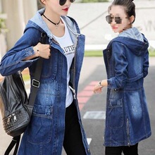 新款牛仔外套女春秋中长款宽松韩版显瘦洋气大码气质牛仔风衣