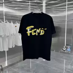 Correct cross-border FEN Fenjia 2025SS early spring new item overlapping letter small eye short sleeved T-shirt for men and women