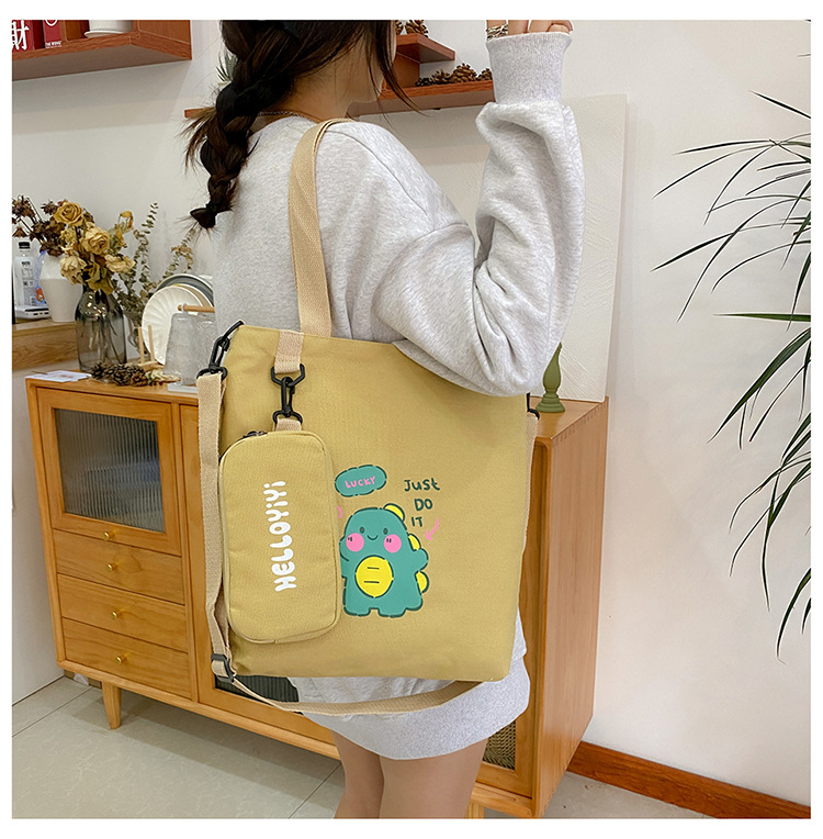 Women's Cute Letter Dinosaur Canvas Shopping Bags display picture 1