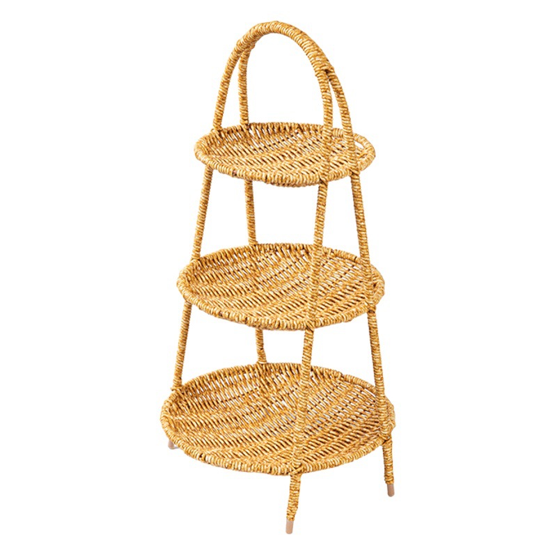 Ratán-como creativo multi-capa Placa de fruta estufa de cocina de té plato de fruta seca hogar plato de dulces bandeja de té de la tarde cesta