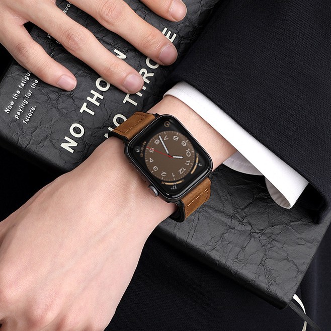 Popular Model Suitable for Apple Iwatchs11 Watch Strap Crazy Horse Pattern Magnetic Square Buckle Silicone Applewatchs10 Watch Strap