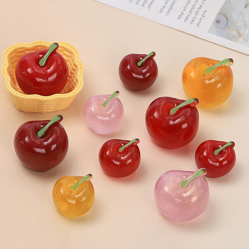 Miniature Cherry Fruit Food Toys Creative Handmade DIY Cream Glue Resin Accessories Clog Shoe Charm Materials Wholesale