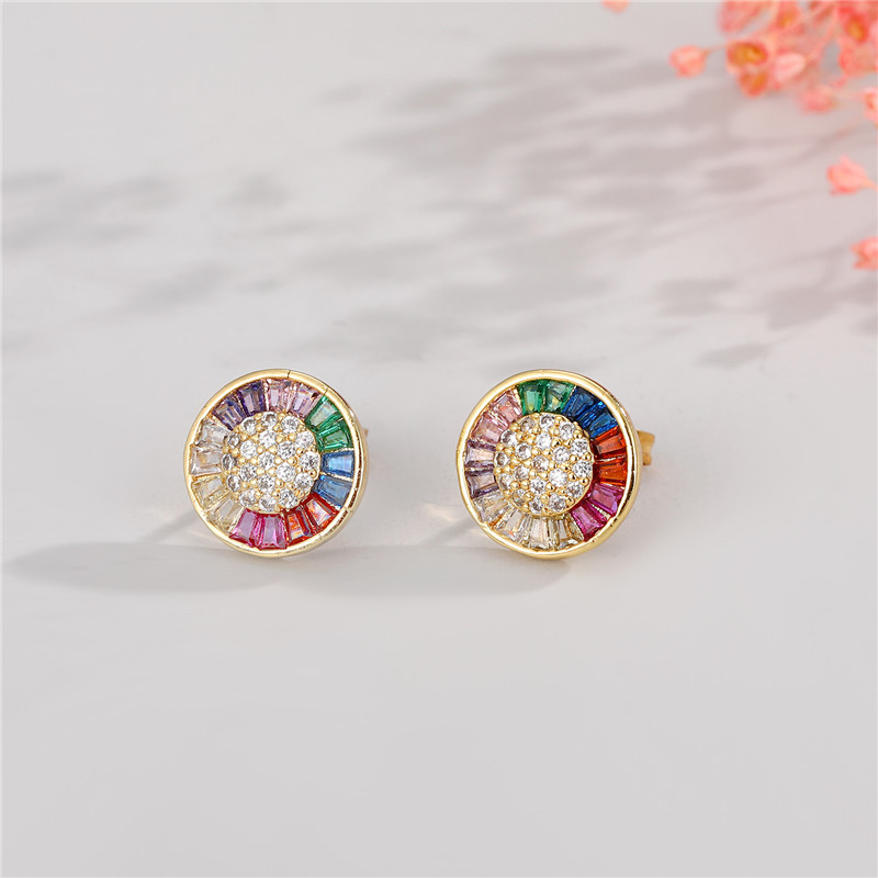 Korean simple fashion color diamond round butterfly love earringspicture5