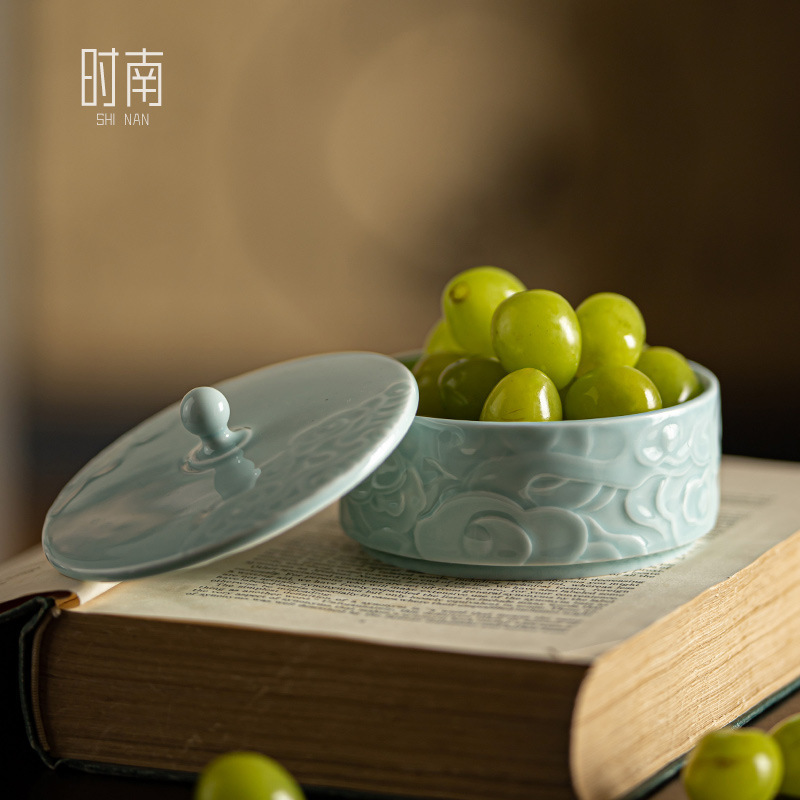 Ceramic Small Exquisite Fruit Plate with Lid Chinese Tea Shop Refreshment Plate Song Dynasty Snack Plate Snack Dried Fruit Storage Plate Ceramic Small Exquisite Fruit Plate with Lid Chinese Tea Shop Refreshment Plate Song Dynasty Snack Plate Snack Dried Fruit Storage Plate