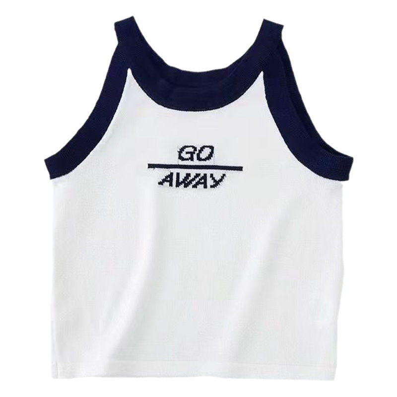 Niñas verano chaleco camisola bebé estilo occidental personalidad de los niños marca de moda estilo coreano color a juego carta neta desgaste infrarrojo superior