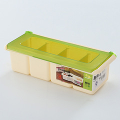 食品グレードのプラスチック家庭用キッチン用品調味料ボトル調味料ボックス塩ボックスセットスプーン 4 コンパートメントメーカー卸売