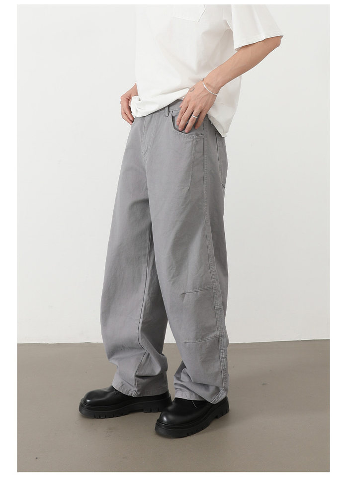 Quần jeans nam ống rộng lưng thun nửa, dáng suông thoải mái — Màu xanh quân đội, màu xám nhạt, màu xám đen, đen chi tiết 18