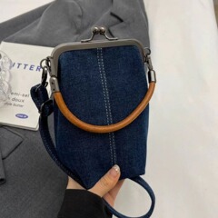 ファッションカジュアルデニムバッグ携帯バッグ斜めショルダーバッグ文芸ハンドバッグ