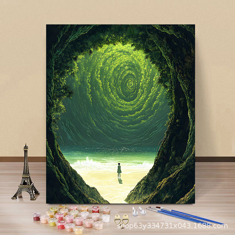 宮崎駿系風景デジタル油絵diy手作り色高顔値ins風客間装飾画|undefined