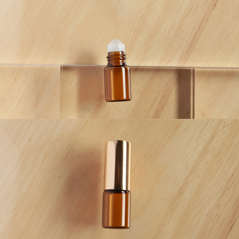 Botella roll-on para aceites esenciales cosméticos, botella marrón para aceites esenciales, botella transparente para reactivos, botella roll-on de vidrio, botella de perfume ámbar.